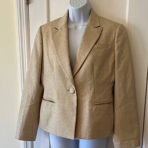 Talbots Shimmering Gold Blazer Cotton 1 Button Jacket Women’s 8P Party Event